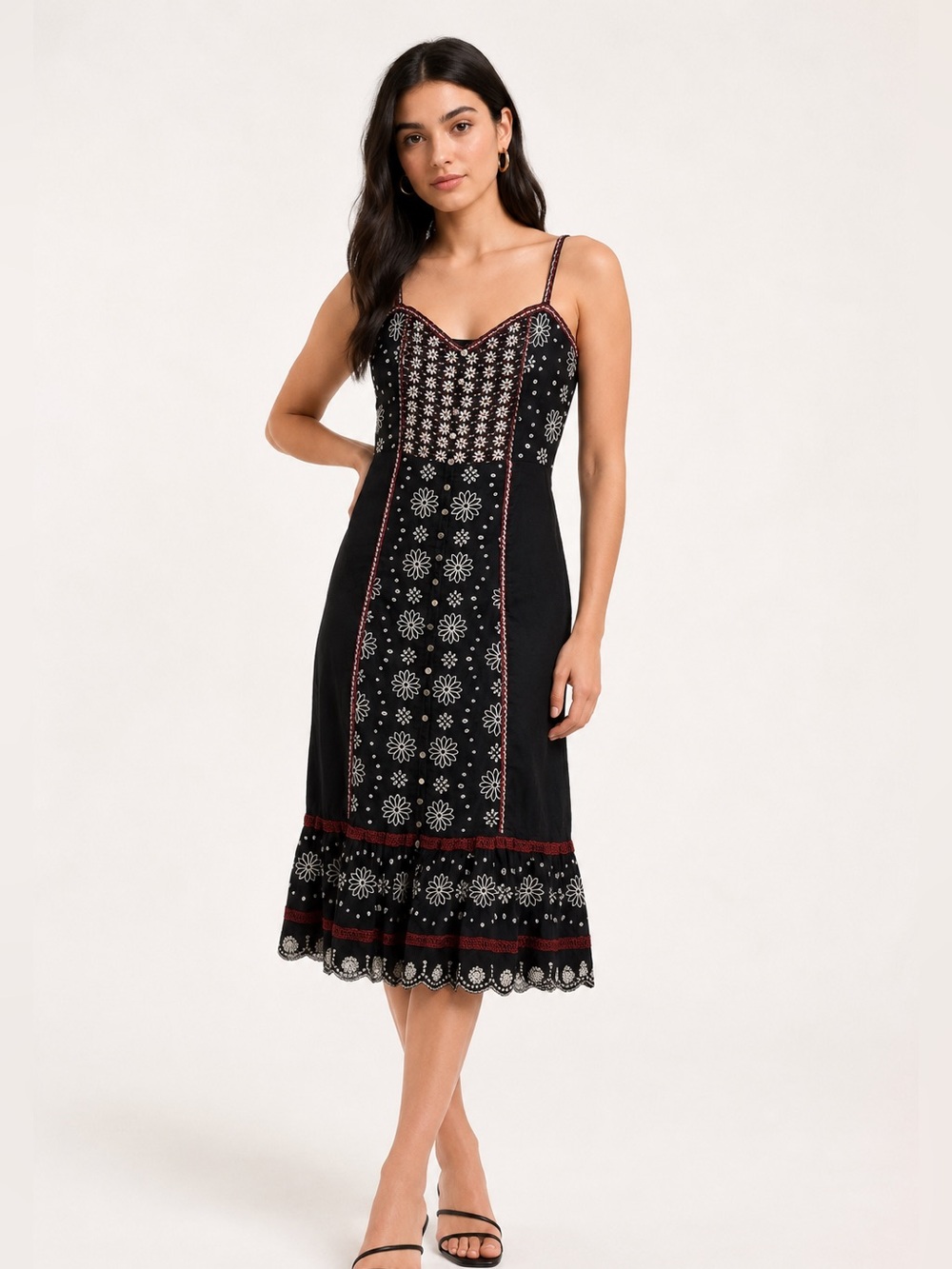Veronica Beard Giuliani embroidered linen midi dress Sz 4